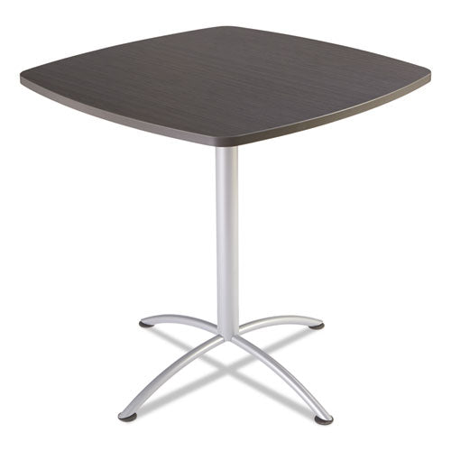 Iland Table, Contour, Square Seated Style, 42" X 42" X 42", Gray Walnut-silver