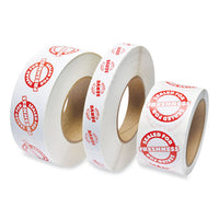 Tamper Seal Label, 2" Dia, Red-white, 500-roll, 4 Rolls-carton