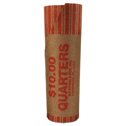 Preformed Tubular Coin Wrappers, Quarters, $10, 1000 Wrappers-carton