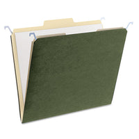 Hanging File Folders With Innovative Top Rail, Legal Size, 1-4-cut Tab, Standard Green, 20-pack