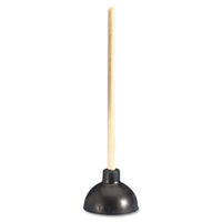 Toilet-drain Plunger, 20" Wood Handle, 6" Dia
