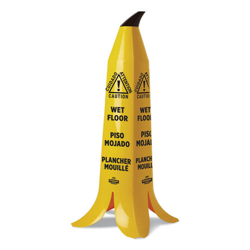 Banana Wet Floor Cones, 14.25 X 14.25 X 36.75, Yellow-brown-black