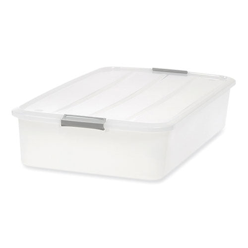 50 Qt. Latch Lid Underbed Storage Box, 17.75" X 32.5" X 6.5", Clear