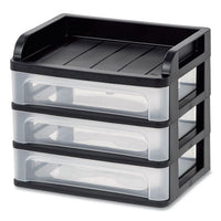 Medium Three-drawer Desktop Storage, 3 Sections, Letter Size Files, 14.25 X 11.88 X 11.25, Black-clear