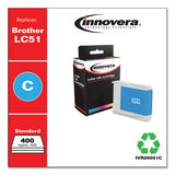 Remanufactured Cyan Ink, Replacement For Brother Lc51c, 400 Page-yield