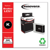 Remanufactured Black Ink, Replacement For Brother Lc51bk, 500 Page-yield