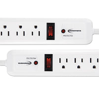 Surge Protector, 6 Outlets, 4 Ft Cord, 540 Joules, White, 2-pk