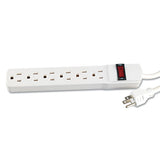 Six-outlet Power Strip, 6 Ft Cord, 1.94 X 10.19 X 1.19, Ivory