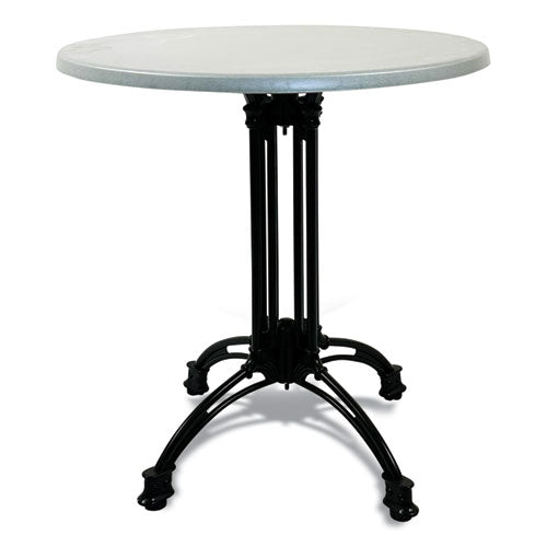 Topalit Tables, Round, 36" Dia X 29"h, Silver Top, Black Iron Base/legs