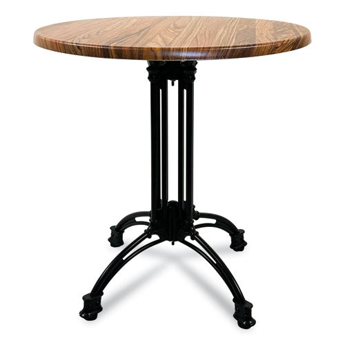 Topalit Tables, Round, 36" Dia X 29"h, Teak Top, Black Iron Base/legs