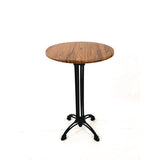 Topalit Tables, Round, 24" Dia X 42"h, Teak Top, Black Aluminum Base/legs