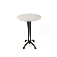Topalit Tables, Round, 24" Dia X 44"h, Brushed Silver Top, Black Iron Base/legs