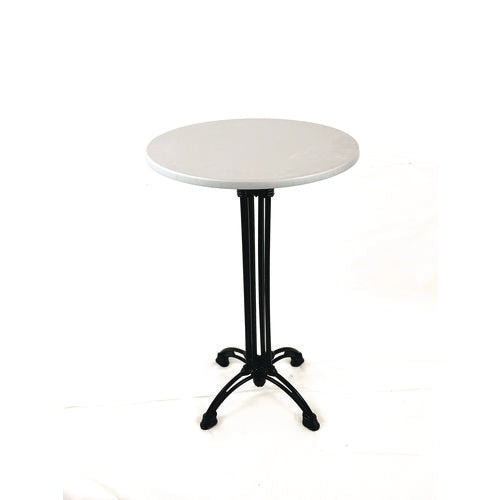 Topalit Tables, Round, 24" Dia X 44"h, Brushed Silver Top, Black Iron Base/legs