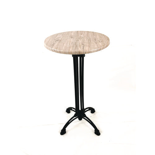 Topalit Tables, Round, 24" Dia X 44"h, Washington Pine Top, Black Iron Base/legs