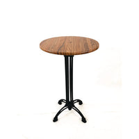 Topalit Tables, Round, 24" Dia X 44"h, Teak Top, Black Iron Base/legs