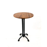 Topalit Tables, Round, 24" Dia X 44"h, Teak Top, Black Iron Base/legs