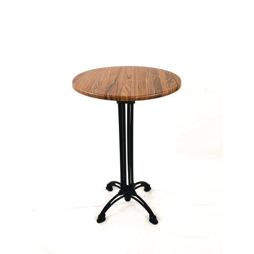 Topalit Tables, Round, 24" Dia X 44"h, Teak Top, Black Iron Base/legs