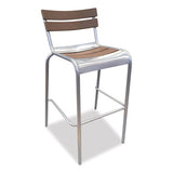 Elcano Series Barstool, Outdoor-seating, Supports Up To 300 Lb, 29" Seat Height, Brown/silver Seat, Brown Back, Silver Base