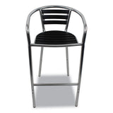 Pinzon Series Barstools, Supports Up To 300 Lb, 31" Seat Height, Black/silver Seat, Black/silver Back; Silver Base