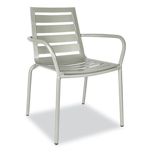 Zarco Series Armchair, Outdoor-seating, Supports Up To 300 Lb, 18" Seat Height, Silver Seat, Silver Back, Silver Base