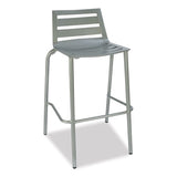 Zarco Series Barstool, Outdoor-seating, Supports Up To 300 Lb, 27" Seat Height, Silver Seat, Silver Back, Silver Base