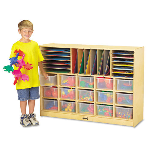 Sectional Mobile Cubbie, No Trays, 48w X 15d X 35-1-2h, Birch