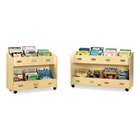 Mobile Section Book Organizers, Six-section, 36w X 16d X 29.5h, Birch