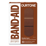 Ourtone Adhesive Bandages, Br55, 2.25 X 0.63; 3 X 0.75; 3 X 1, Medium Brown, 30-pack