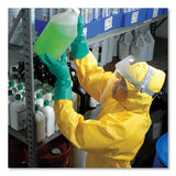 A70 Chemical Spray Protection Coveralls, Hooded, Storm Flap, Yellow, Large,12-carton