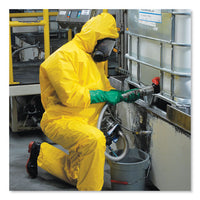 A70 Chemical Spray Protection Coveralls, Hooded, Storm Flap, Yellow, Large,12-carton