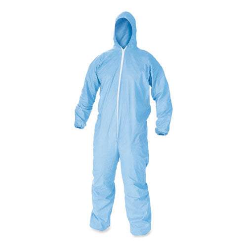 A65 Zipper Front Flame-resistant Hooded Coveralls, Elastic Wrist And Ankles, Blue, X-large, 25-carton