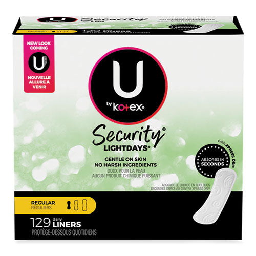 U By Kotex Security Lightdays Liners, Unscented, 129/pack