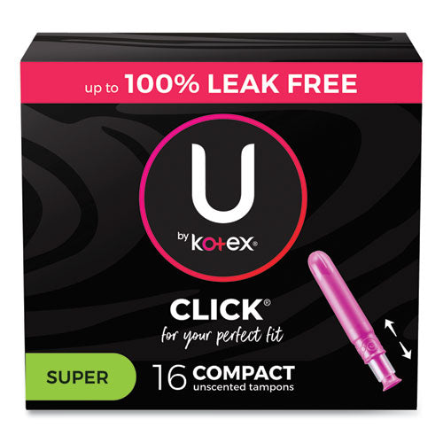 U by Kotex Click Compact Tampons, Regular, 16/Pack, 8 Packs/Carton U by Kotex Click Compact Tampons, Regular, 16/Pack, 8 Packs/Carton