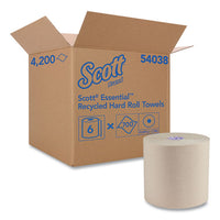 Essential 100% Recycled Fiber Hard Roll Towel, 1.75" Core, Brown, 8" X 700 Ft, 6-carton