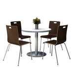 Pedestal Table With Four Espresso Jive Series Chairs, Round, 36" Dia X 29h, Crisp Linen, Ships In 4-6 Business Days