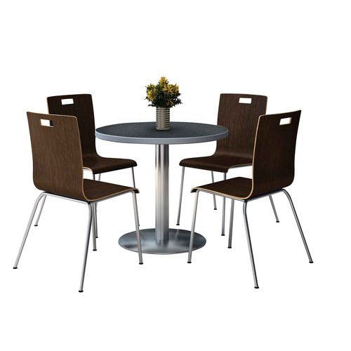 Pedestal Table With Four Espresso Jive Series Chairs, Round, 36" Dia X 29h, Graphite Nebula, Ships In 4-6 Business Days