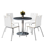 Pedestal Table With Four White Jive Series Chairs, Round, 36" Dia X 29h, Graphite Nebula, Ships In 4-6 Business Days