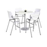 Pedestal Bistro Table With Four White Kool Series Barstools, Round, 36" Dia X 41h, Designer White, Ships In 4-6 Business Days