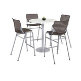 Pedestal Bistro Table With Four Brownstone Kool Series Barstools, Round, 36" Dia X 41h, Designer White, Ships In 4-6 Bus Days