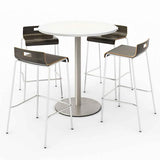 Pedestal Bistro Table With Four Espresso Jive Series Barstools, Round, 36" Dia X 41h, Designer White, Ships In 4-6 Bus Days