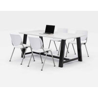 Midtown Dining Table With Four White Kool Series Chairs, 36 X 72 X 30, Designer White, Ships In 4-6 Business Days