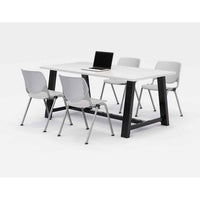 Midtown Dining Table With Four Light Gray Kool Series Chairs, 36 X 72 X 30, Designer White, Ships In 4-6 Business Days