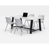 Midtown Dining Table With Four Light Gray Kool Series Chairs, 36 X 72 X 30, Designer White, Ships In 4-6 Business Days