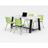 Midtown Dining Table With Four Lime Green Kool Series Chairs, 36 X 72 X 30, Designer White, Ships In 4-6 Business Days