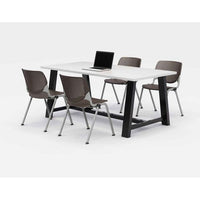 Midtown Dining Table With Four Brownstone Kool Series Chairs, 36 X 72 X 30, Designer White, Ships In 4-6 Business Days