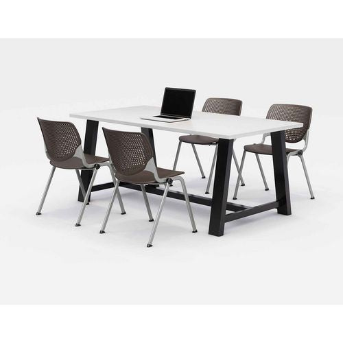 Midtown Dining Table With Four Brownstone Kool Series Chairs, 36 X 72 X 30, Designer White, Ships In 4-6 Business Days