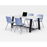 Midtown Dining Table With Four Periwinkle Kool Series Chairs, 36 X 72 X 30, Designer White, Ships In 4-6 Business Days