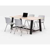 Midtown Dining Table With Four Light Gray Kool Series Chairs, 36 X 72 X 30, Kensington Maple, Ships In 4-6 Business Days