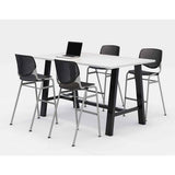 Midtown Bistro Dining Table With Four Black Kool Barstools, 36 X 72 X 41, Designer White, Ships In 4-6 Business Days