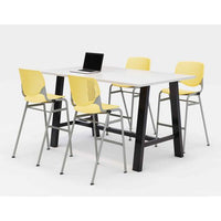 Midtown Bistro Dining Table With Four Yellow Kool Barstools, 36 X 72 X 41, Designer White, Ships In 4-6 Business Days